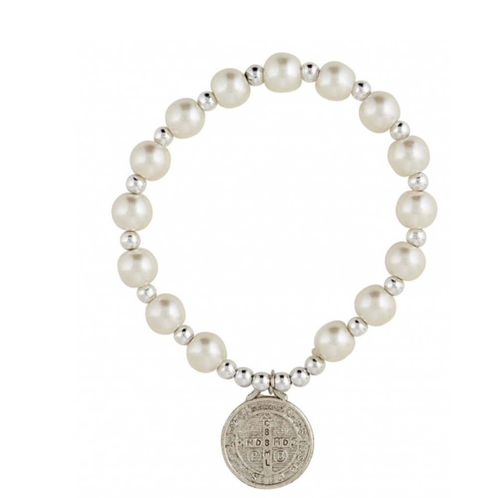 New St Benedict Glass Pearl Bracelet
